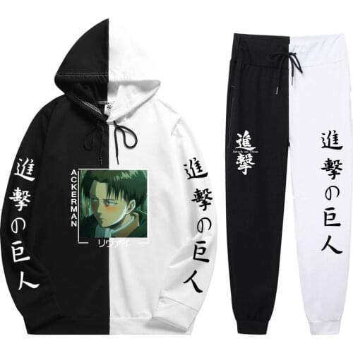 New 2021 Japanese Anime Attack on Titan Hoodie Pants Casual Men Women Tracksuits Casual Jogging Suits Harajuku