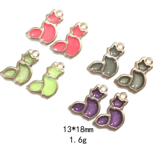Novelty earrings Korean earrings quirky jewelry drop oil pearl powder fox alloy jewelry accessories earring pendant pendant