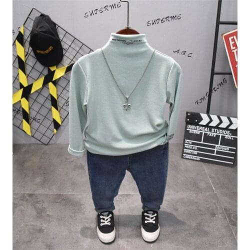 New Toddler Boys Clothing Set Autumn New Arrival Solid Color Long-sleeved Shirt Korean Casual Jeans For Boys 2 3 4 5 6 Years