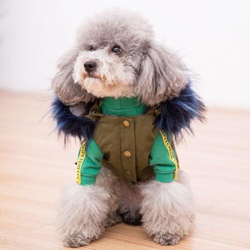 Winter Coat for Dogs Fleece Dog Parkas Teddy Warm Faux Fur Hood Overalls for Dogs S M L XL XXL