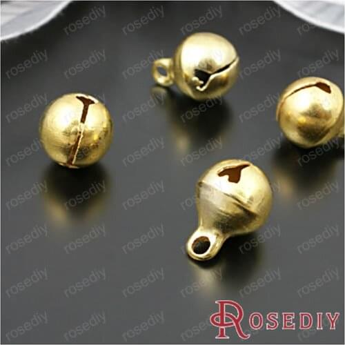 Wholesale 8mm Gold color Copper Shell Steel Bead Bells can make a sound Diy Jewelry Findings 100 pieces(JM5168)