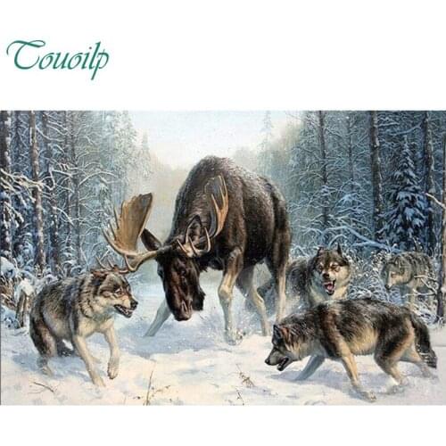 Full round&Square Diamond 5D DIY Diamond Painting wolves and deer Embroidery Cross Stitch Rhinestone Mosaic Painting Decor Gift