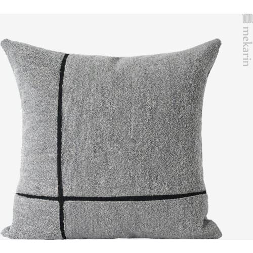 Simple and light luxury bedroom bedside cushion gray black stitching pillow hotel living room sofa dining room pillow