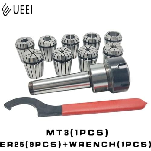 ER25 Spring Clamps 9PCS MT3 ER25 M12 1PCS ER25 Wrench 1PCS Collet Chuck Morse Holder Cone For CNC Milling Lathe tool