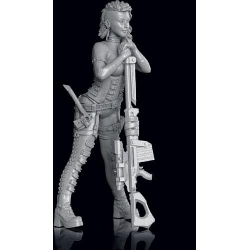 Unassambled 1/24 75mm ancient warrior girl stand Resin figure miniature model kits Unpainted