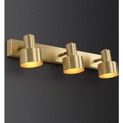 Nordic postmodern brass wall lamp American minimalist retro mirror front wall lamp bathroom bathroom vanity mirror cabinet light
