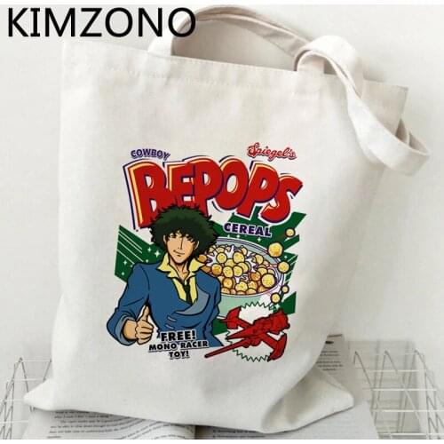 Cowboy Bebop shopping bag cotton tote grocery handbag canvas shopper bag bolsas reutilizables foldable net grab