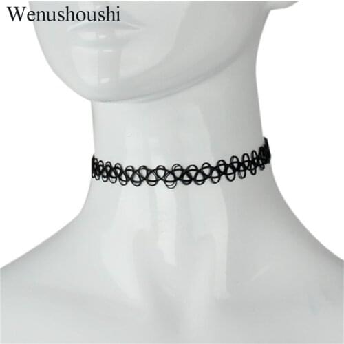 Japan Tattoo Harajuku black color wire chokers necklaces women girls gifts punk rock necklace drop ship ok fj150