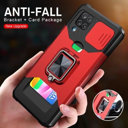 Camera Protection Armor Shockproof Cover For Samsung Galaxy A12 Card Slot Wallet Case for samsung a 12 12a galax m12 Stand Shell