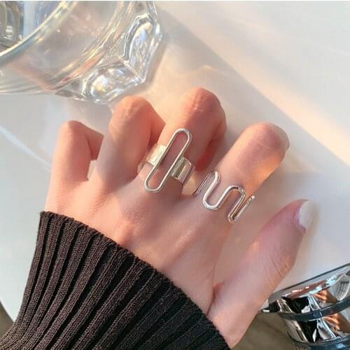VENTFILLE 925 Sterling Silver Hollow Irregular Rings for Women Creative Geometric Party Engagement Jewelry Gifts 2021 New