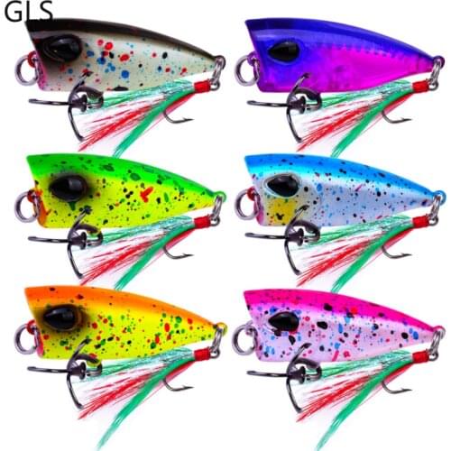 1 Pcs 6 Colors Popper Fishing Reel 4.3cm/4g Artificial Plastic 3D Eye Hard Bait Wobbler Fishing Tackle 2021 New