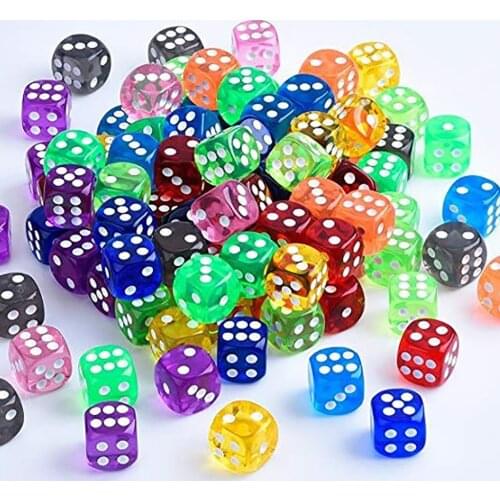 100pcs Dice Set High Quality Acrylic 6 Sided Transparent Dice For Club/party/family Games 16mm Transparent Crystal Dice#g30