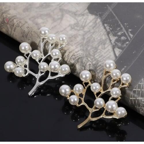2018New 60Pcs Alloy Pearl Leaves Button for DIY Hair Accessoriess or Wedding Decoration ZJ102