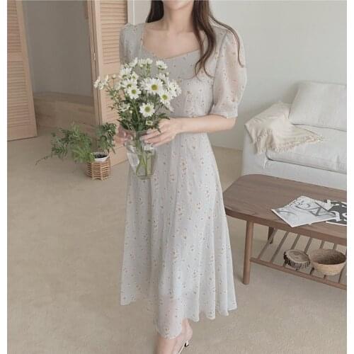 2021 Plus Size Floral Print Summer Dress Evening Long Vintage Dresses Oversize Short Sleeve Beach Women Dress Robe Vestido Prom