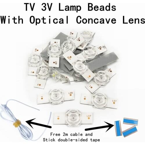 30pcs 3V SMD Lamp beads Concave Lens Lamp Beads With Concave Optical Lens Fliter For 32-65 inch LED Backlight Strip TV Repair