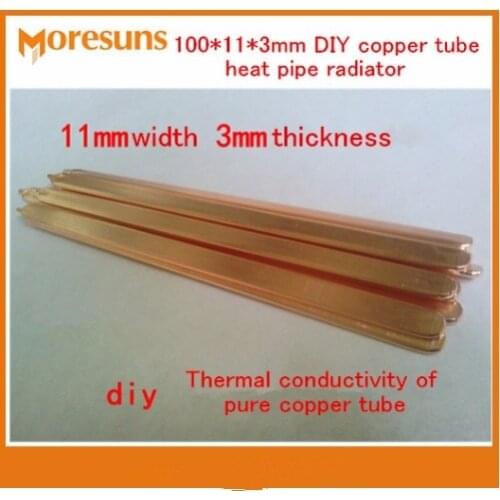 Free Ship 5pcs Thermal conductivity of pure copper tube 100*11*3mm DIY copper tube heat pipe radiator Sintered heat pipe