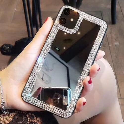 Blingbling crystal diamond gemstone Makeup Mirror Phone Case for Xiaomi 8 9SE Redmi Note8 Note7 Note6 Note5 Pro Soft TPU Funda