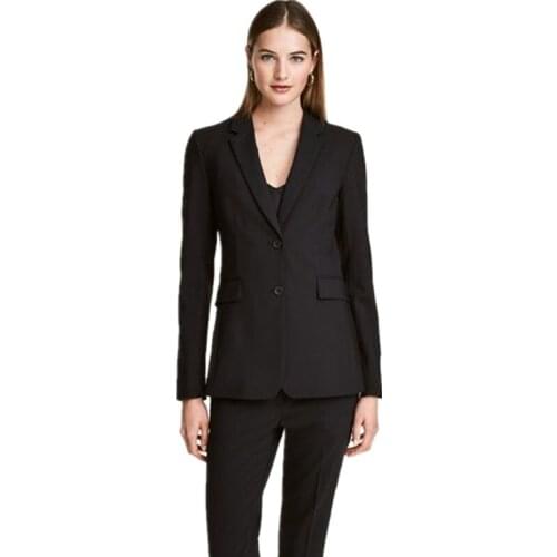 Black Womens Business Suits Blazers Female Office Uniform Two Button Ladies Trousers Formal Work Trouser Suits Custom Made