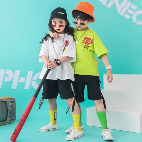 Kids Hip Hop Ballroom Dance Clothing for Girls Boys Jazz Dancing Costumes T Shirt Jogger Short Pants Street Stage Clothes Wear
