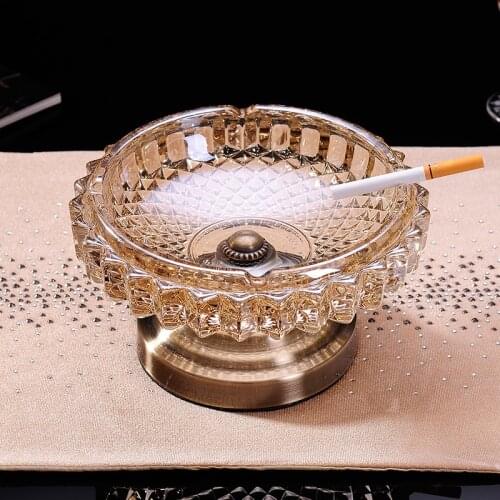 European Creative Ashtray High-End Home Office Metal Crystal Glass Ashtrays Household Fruit Storage Tank