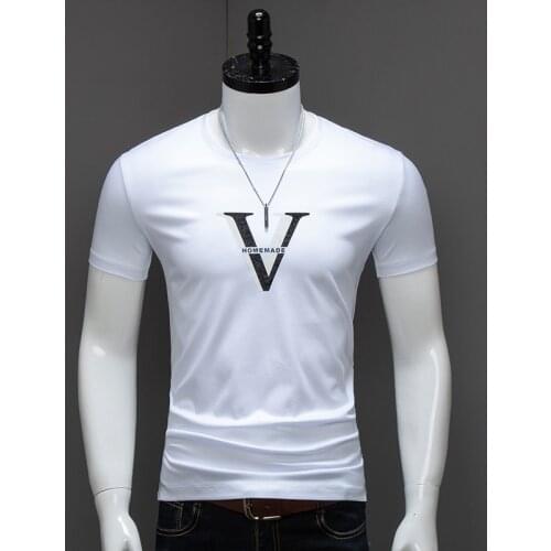 Fashion Men T Shirt Men Print Black T-Shirts Summer Casual O-Neck Cotton Short Sleeve Tshirt