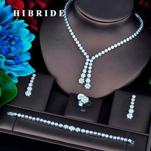 HIBRIDE New Design Gold Color Bridal Dubai Jewelry Sets For Women Wedding Accessories Party Gifts N-734