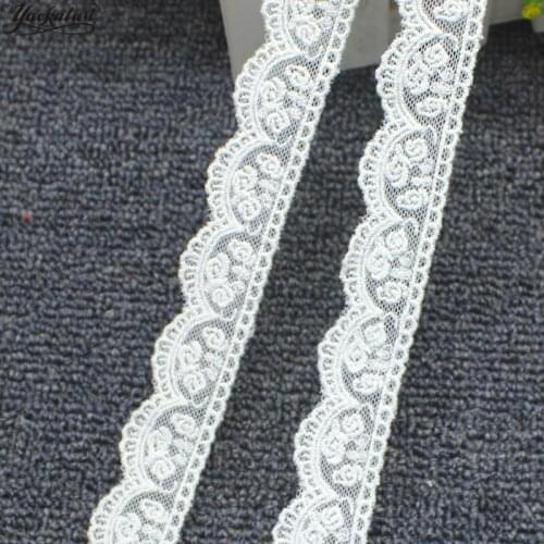 YACKALASI Cotton Lace Embroidered Applique Soft Tulle Lace Fabrics Scalloped Ribbon Sewing Apparel Trims 2.5CM