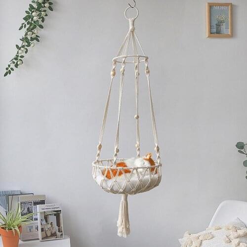 Cotton Line Simple Adds Vertical Space Vegetables Basket Round Hanging Woven Basket Breathable Home Decor