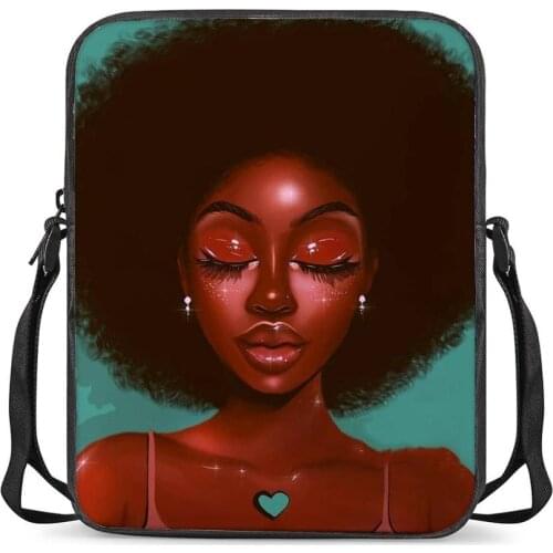 HYCOOL Cartoon Heart Shaped African Black Beauty Girl Print Girls Cross-Body Bag Women Messenger Bags Kids Small Schoolbags