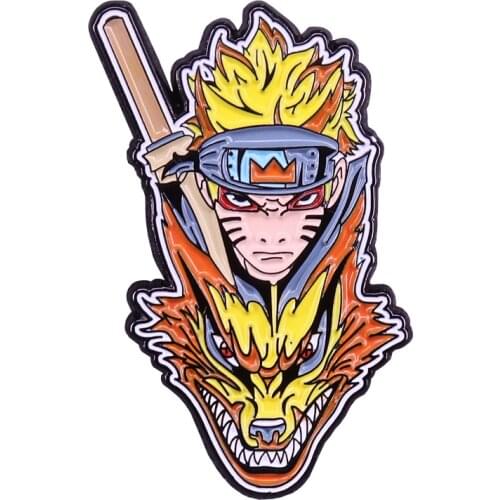 Inuzuka Kiba and Akamaru Badge Anime Shippuden Enamel Pin sasuke uchiha Brooch Japanese Manga Art Jewelry