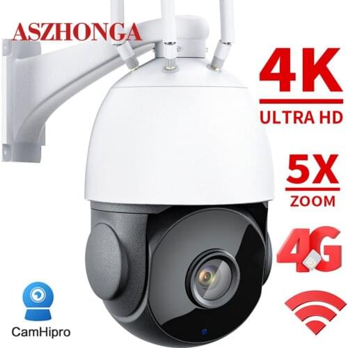 WIFI 4K 5X Optical Zoom 8MP HD Security IP Camera Wireless 4G PTZ Outdoor Dome Surveillance Cam Motion Tracking IR Night Vision