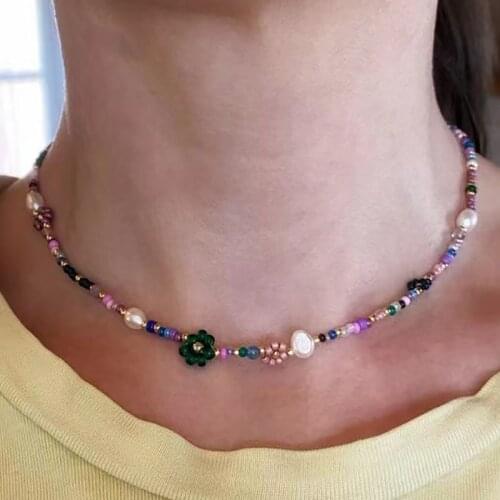 Handmade Natural Pearl Mix And Match Colorful Beaded Florets Ladies Short Necklace Fashion Jewelry Accessories Exquisite Gifts