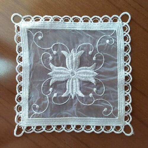 Organza Lace Embroidery Ashtray Table Top Decoration Square Cushion DIY Home Supplies