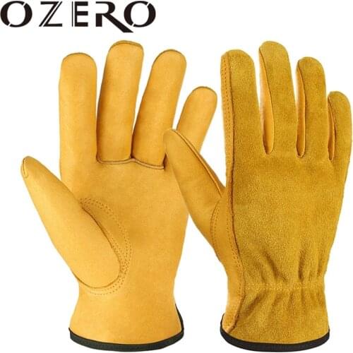 OZERO Motorcycle Gloves Leather Genuine Cowhide Motocross Motorbike Biker Racing Riding Work Hand Motor Moto Gloves Men 1008