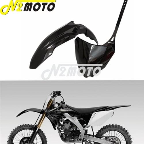 Motorcycle Black Front Fender w/ Front Mudguard Number Plate For Honda Honda CRF250R CRF450R CRF 250 450 R RX 2017-2020
