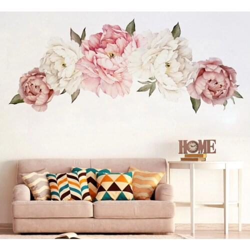Peony Flowers Wall Stickers for bedroom living room home decal colorful waterproof decorative pink baby nursery stickerT200514
