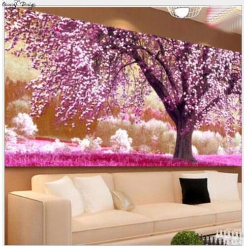 2019 New Wonderful 5D Diamonds Painting Cross Stitch Cherry Tree Wedding Living Room Romantic Bedroom Home Decor Wall Sticker