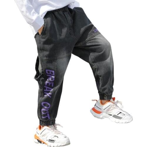 2020 New Fashion Boy Jeans For Teenagers Boys Denim Pants Children Elastic Waist Pants Harem Pants Baby Casual Cowboy Trousers