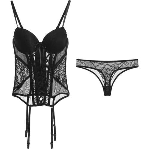 New Elasticity Corset Sexy underwear Lace up Body Bustier Overbust With Straps Belt Black Breathable Lingerie