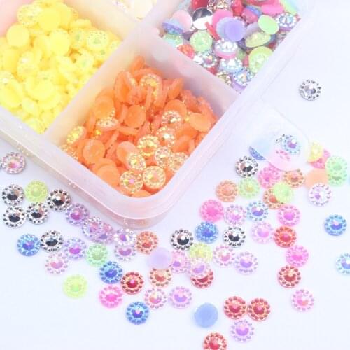 500pcs Mixed 4mm 5mm 6mm Sunflower Jelly AB Color Resin Rhinesstones Flatback Glue On 3D Nail Art Decoration DIY Craft Jewelry