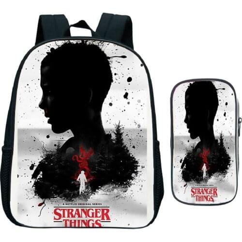 12 Inch Stranger Things Backpack Students School Shoulder Bag Pencil Case Childrens School Backpack Kindergarten Daily Backpack