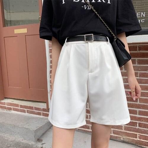 FashionSuit shorts womens pants summer Female High Waist Straight Pants Solid color