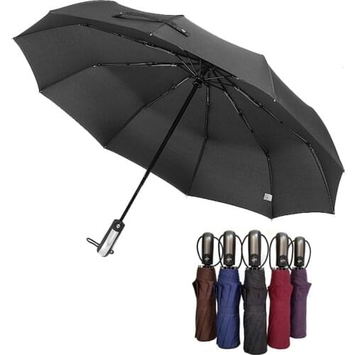 Wind Resistant Folding Automatic Umbrella Rain Women Auto Luxury Big Windproof Umbrellas Rain For Men Black Coating 10K Parasol
