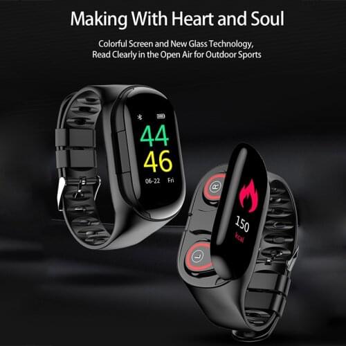 Smart Watch Bracelet Bluetooth Wireless Earphone 2 in 1 Heart Rate Monitor for Sports VDX99