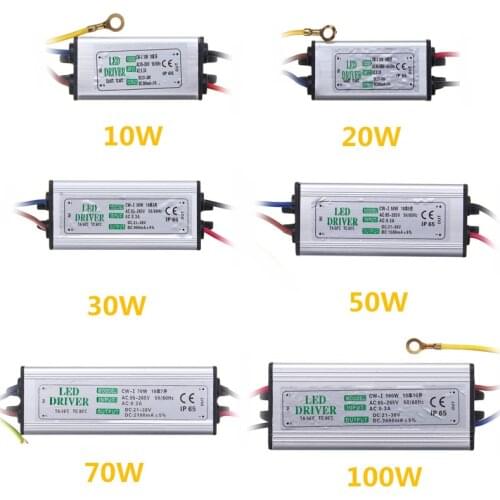 Jiguoor 10W 20W 30W 50W 100W Waterproof High Power Supply LED Driver AC85-265V Input Electronic LED Driver Transformer