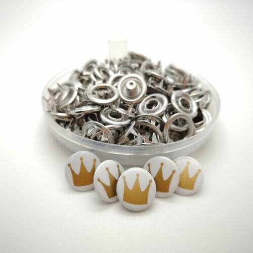 Snap-Buttons Claw-Fasteners Press Stud Prong Scrapbook Handmade Metal Copper Craft Sewing~11MM CROWN PRINT