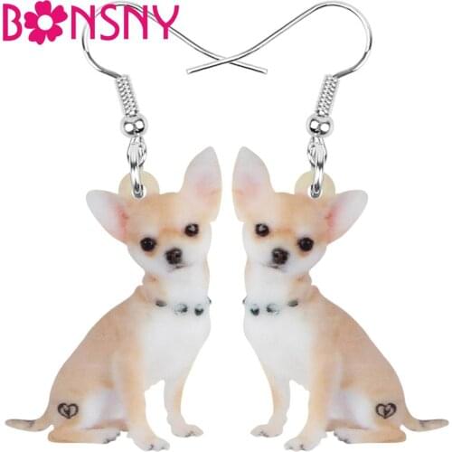 NEWEI Acrylic Chihuahua Dog Earrings Animal Drop Dangle Jewelry For Women Girls Teens Kids Party Charm Trendy Hot Sale Gift Bulk