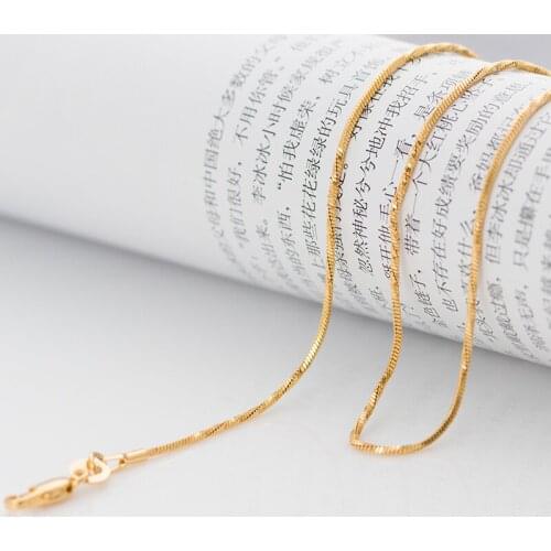 Thin gold chain 18inch 1mm yellow Gold Color GP filled men Women link Chains Necklace Lead Nickel