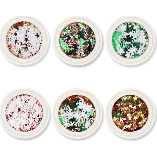 1 Jar nail christmas sequins powder, 3D Charm Decoration Nail Art Spangle Pigment Dust Flakes UV Gel Polish Tips Manicure#FT06