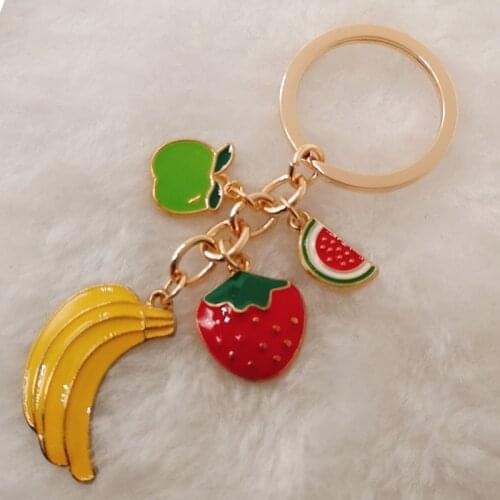 1PC Strawberry Red Keychain Keyring Women Girls Jewelry Fruit Cute Car Keychain Keyring Best Friend
